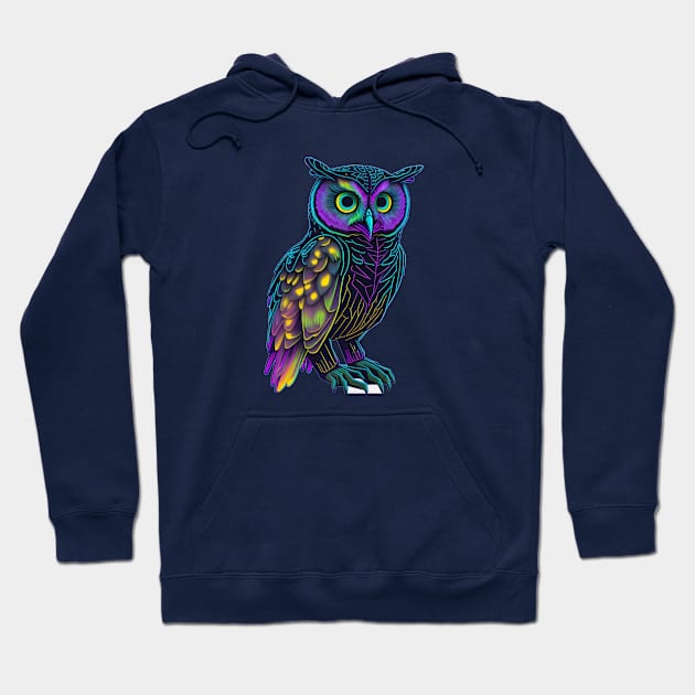 Holographic colorful  cute owl Hoodie by halazidan